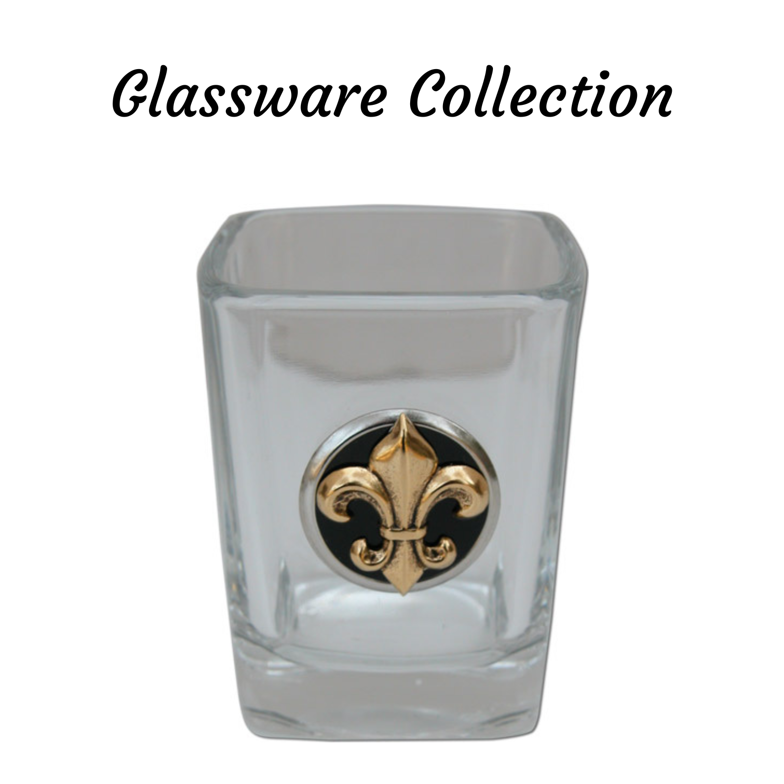 The Classic Legacy Glassware Collection includes stemless wine glasses, Glencairn glasses, and bourbon glasses. Each glass is hand embellished with unique silver medallions.