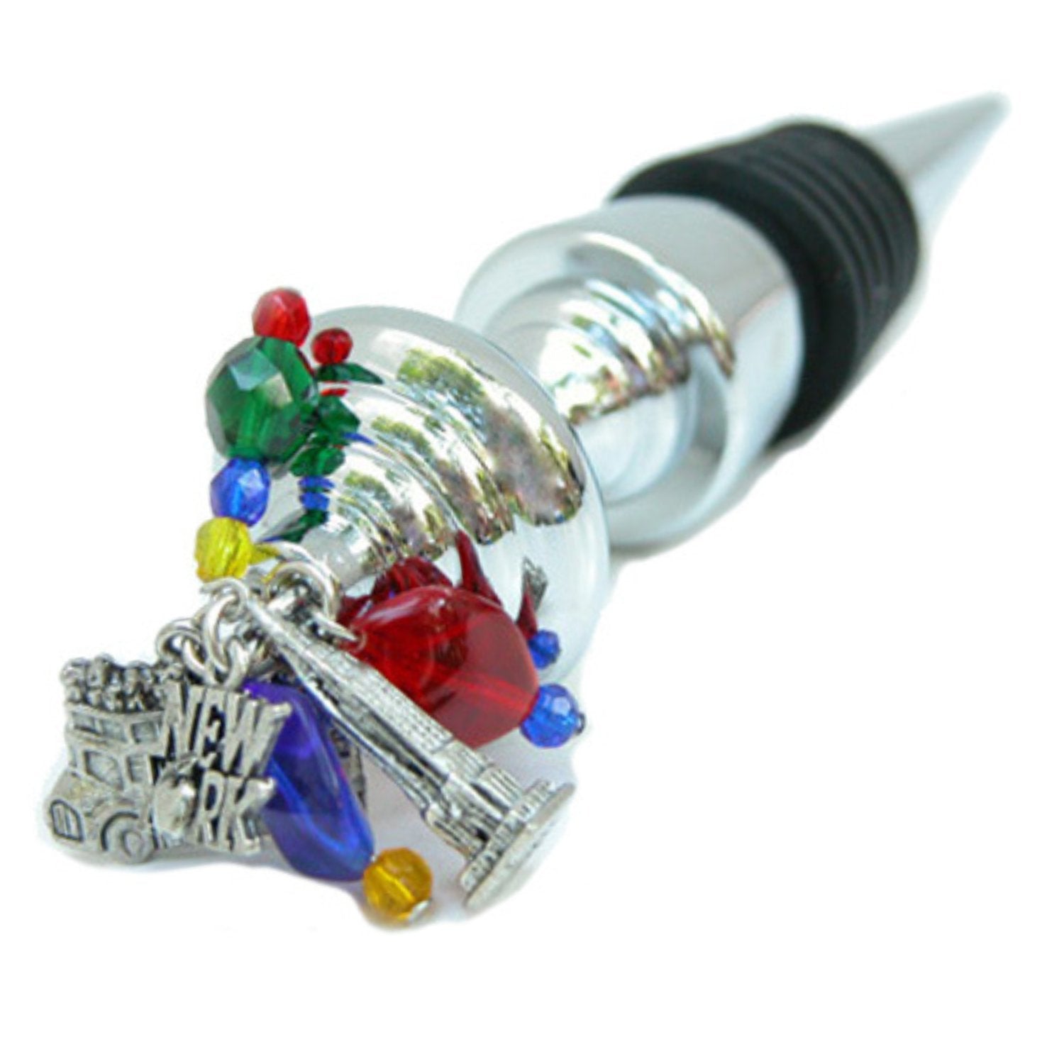 City and Country theme bottle stoppers feature your favorite cities and countries with charms and beads representing the theme.