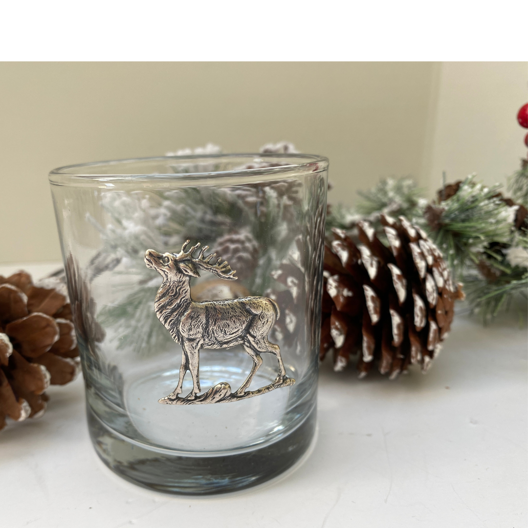 Gold Stag Deer Whiskey Glass