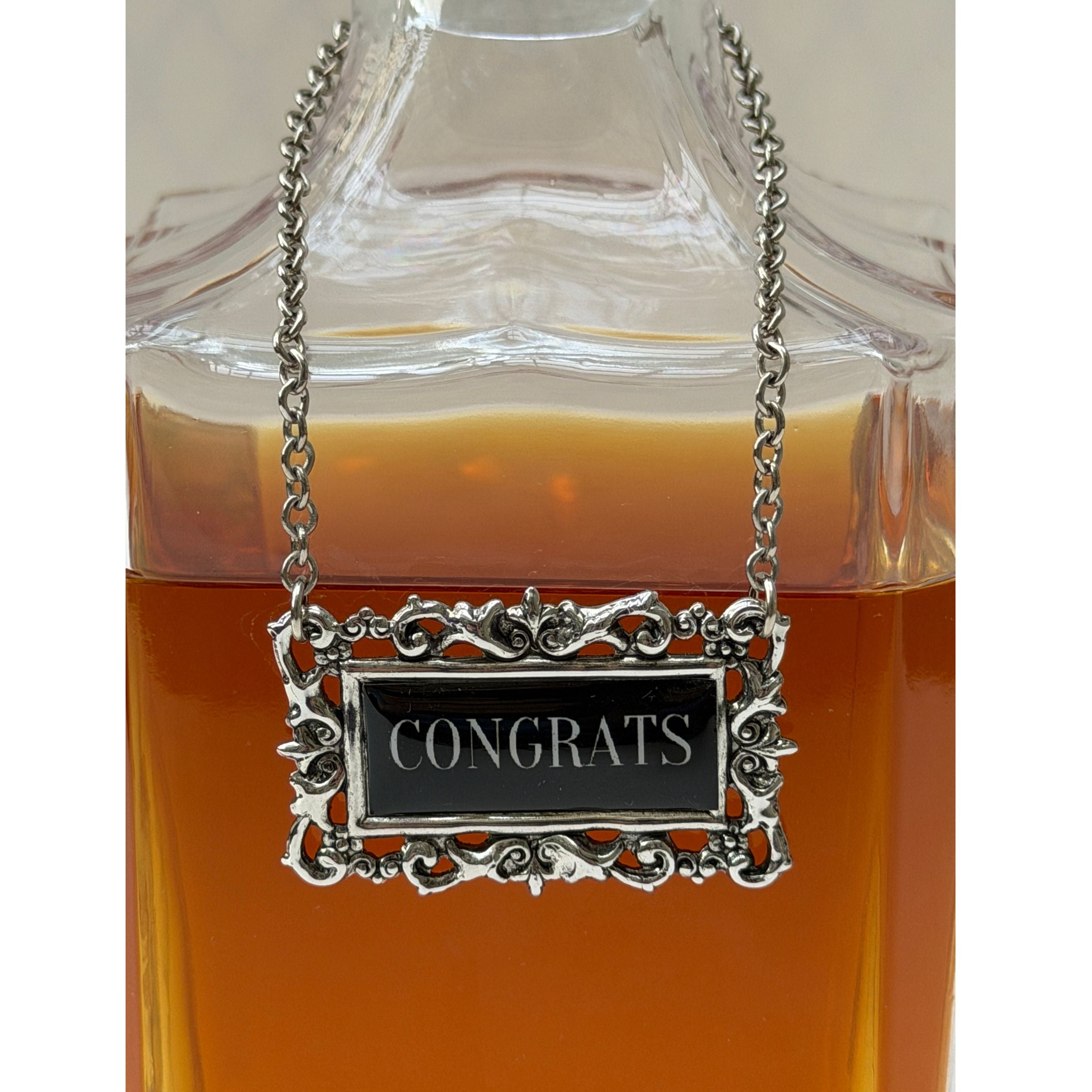 Congrats Decanter Label Marker | Handcrafted Silver