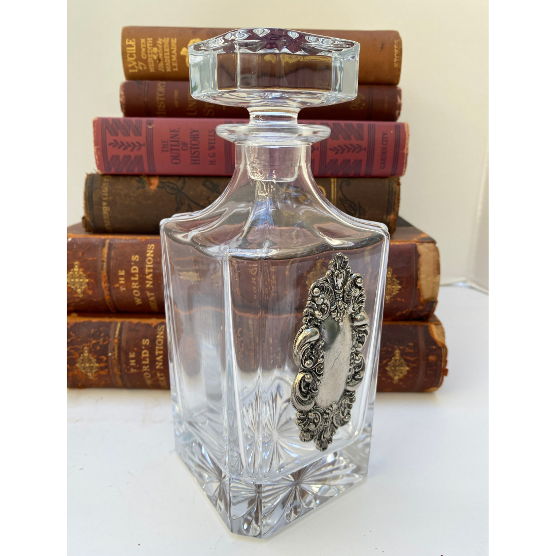 Decanter with Vintage Fancy Silver Medallion