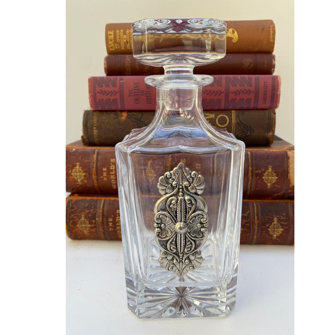 Decanter with Vintage-Inspired Silver Medallion