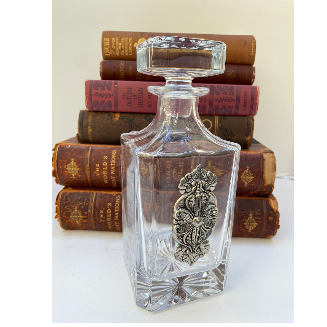 Decanter with Vintage-Inspired Silver Medallion