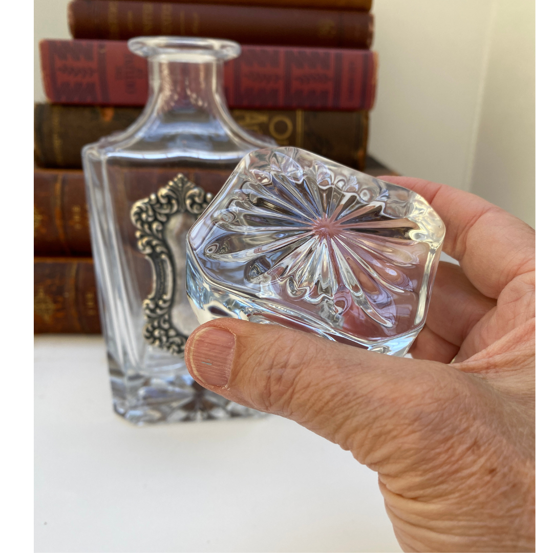 Decanter with Vintage Art Deco Silver Medallion