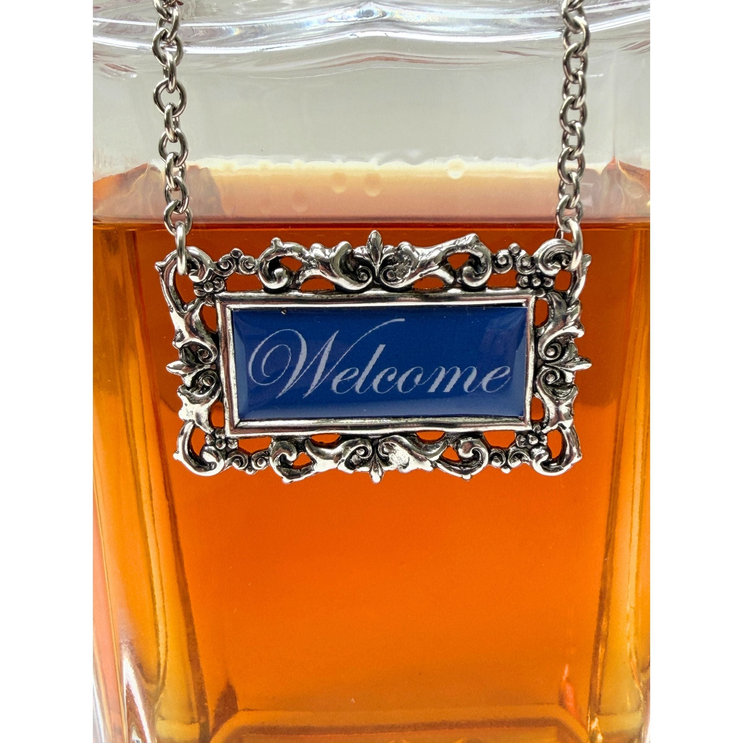 Welcome Decanter Marker Label | Handcrafted Silver