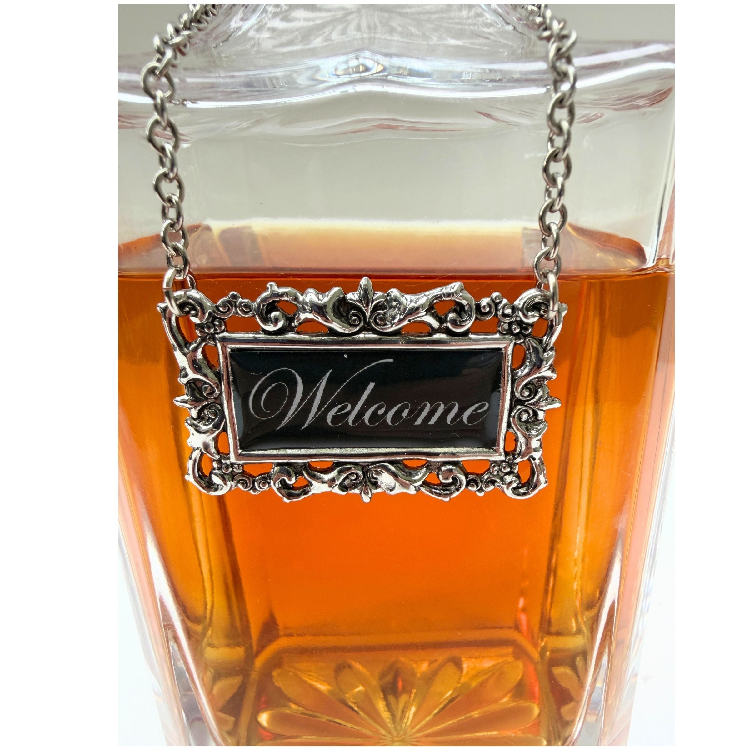 Welcome Decanter Marker Label | Handcrafted Silver