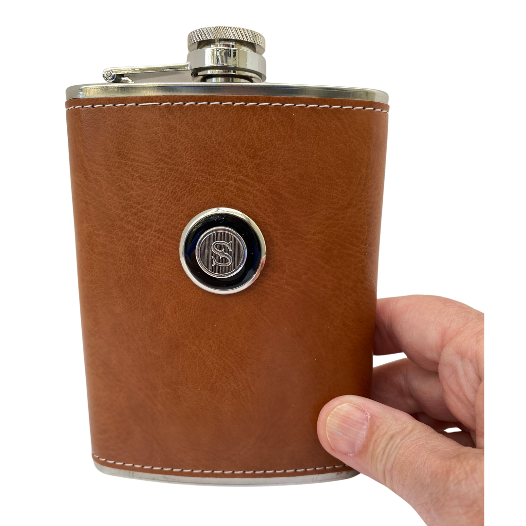 Leather Flask with Initial