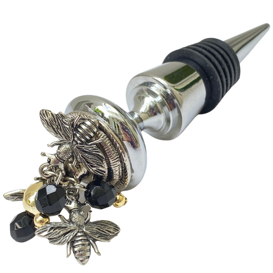 Queen Bee Bottle Stopper with Charms | Gift for Bee Lover