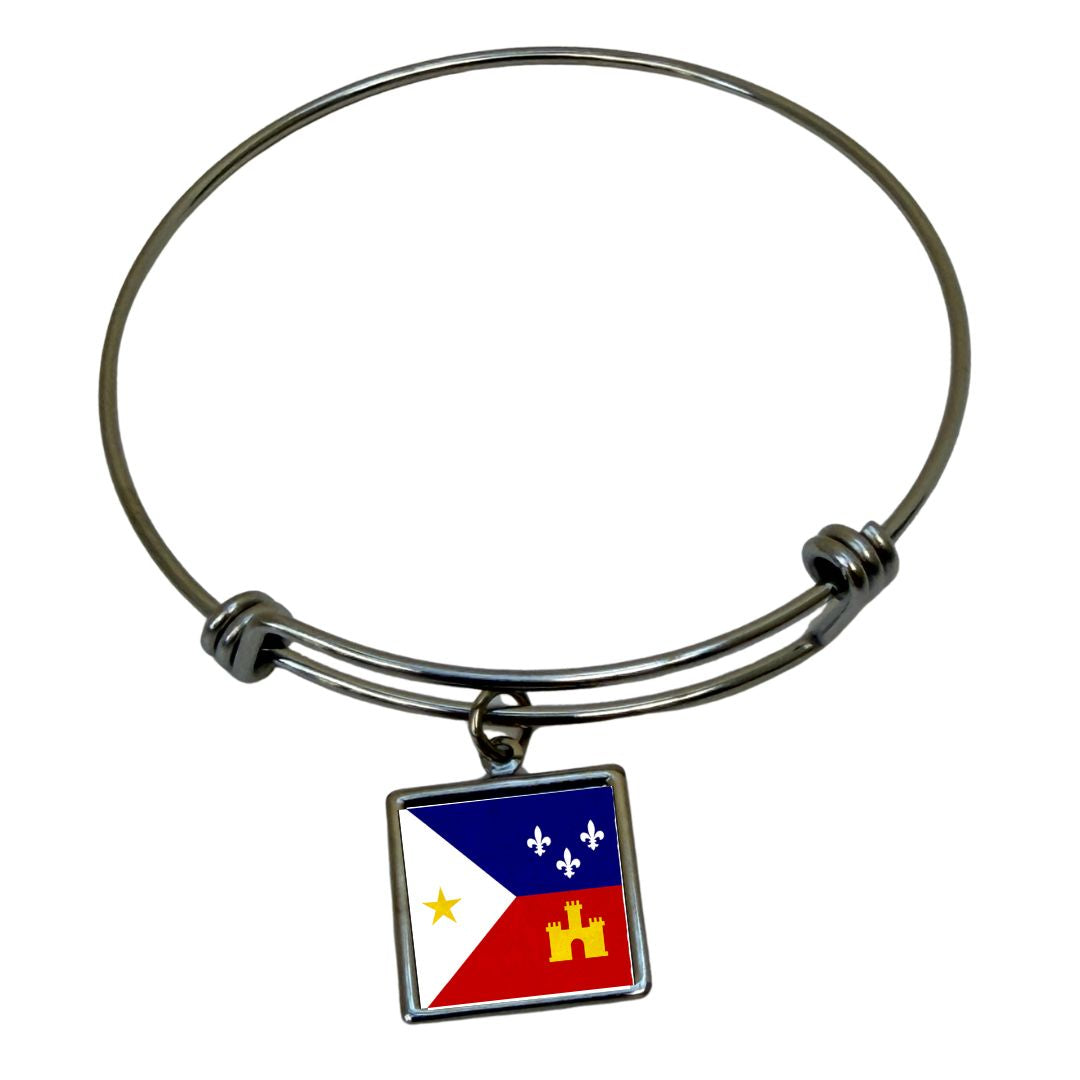 Custom Bangle Bracelet Designed with Acadian Flag