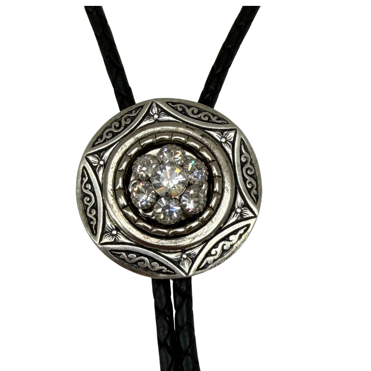 Bolo Tie Silver & Clear Crystal | Western Wedding Accessory