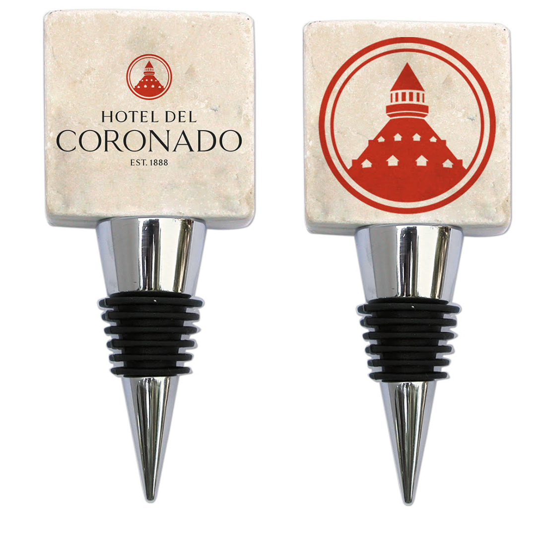 The Classic Legacy collection includes custom marble wine bottle stoppers. This bottle stopper was created exclusively for the Hotel Del Coronado. Contact catherine@classiclegacy.com to learn the details for creating unique custom bottle stoppers