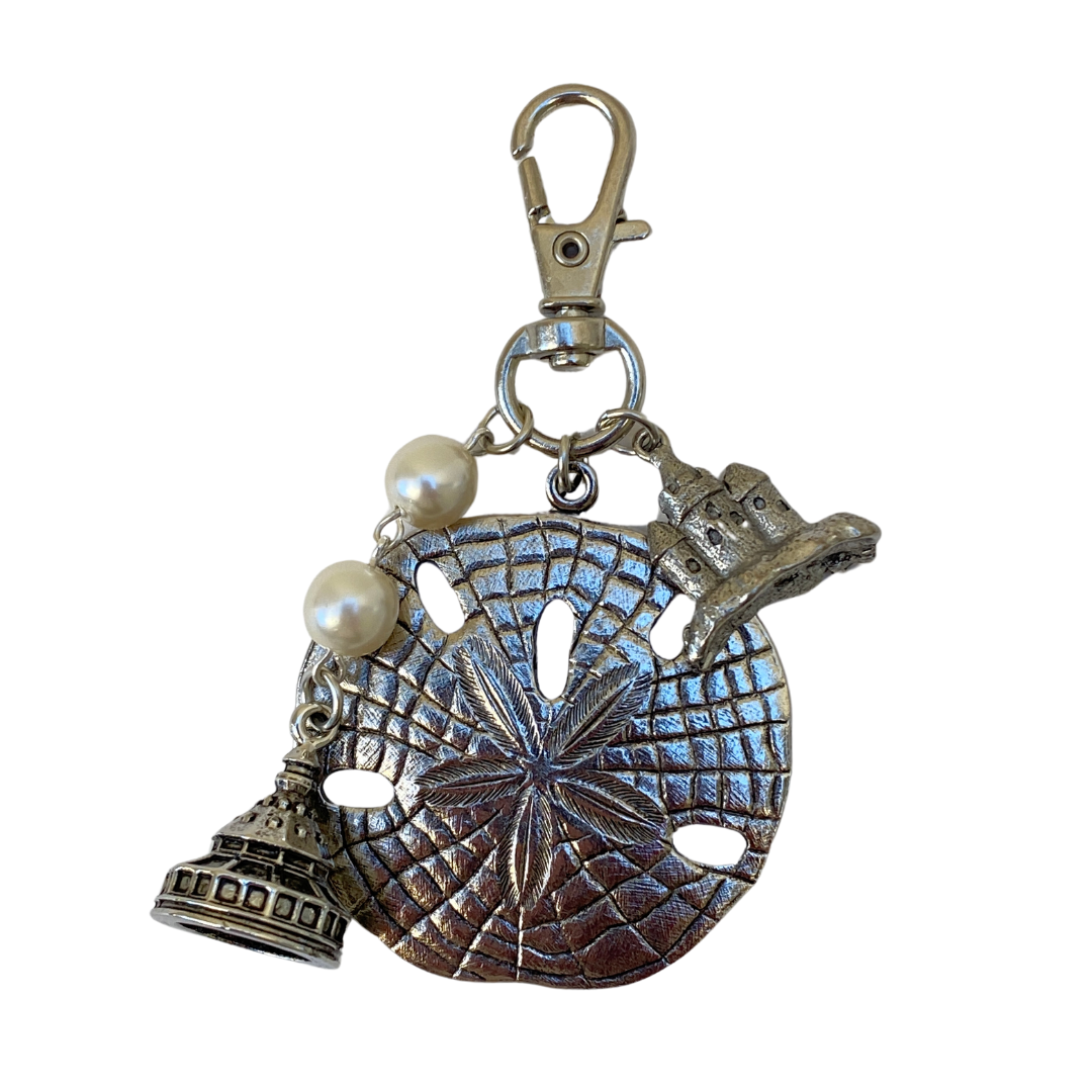 Custom purse charms featuring unique charms that represent your business, hotel, or museum. This was designed for The Hotel Del Coronado.