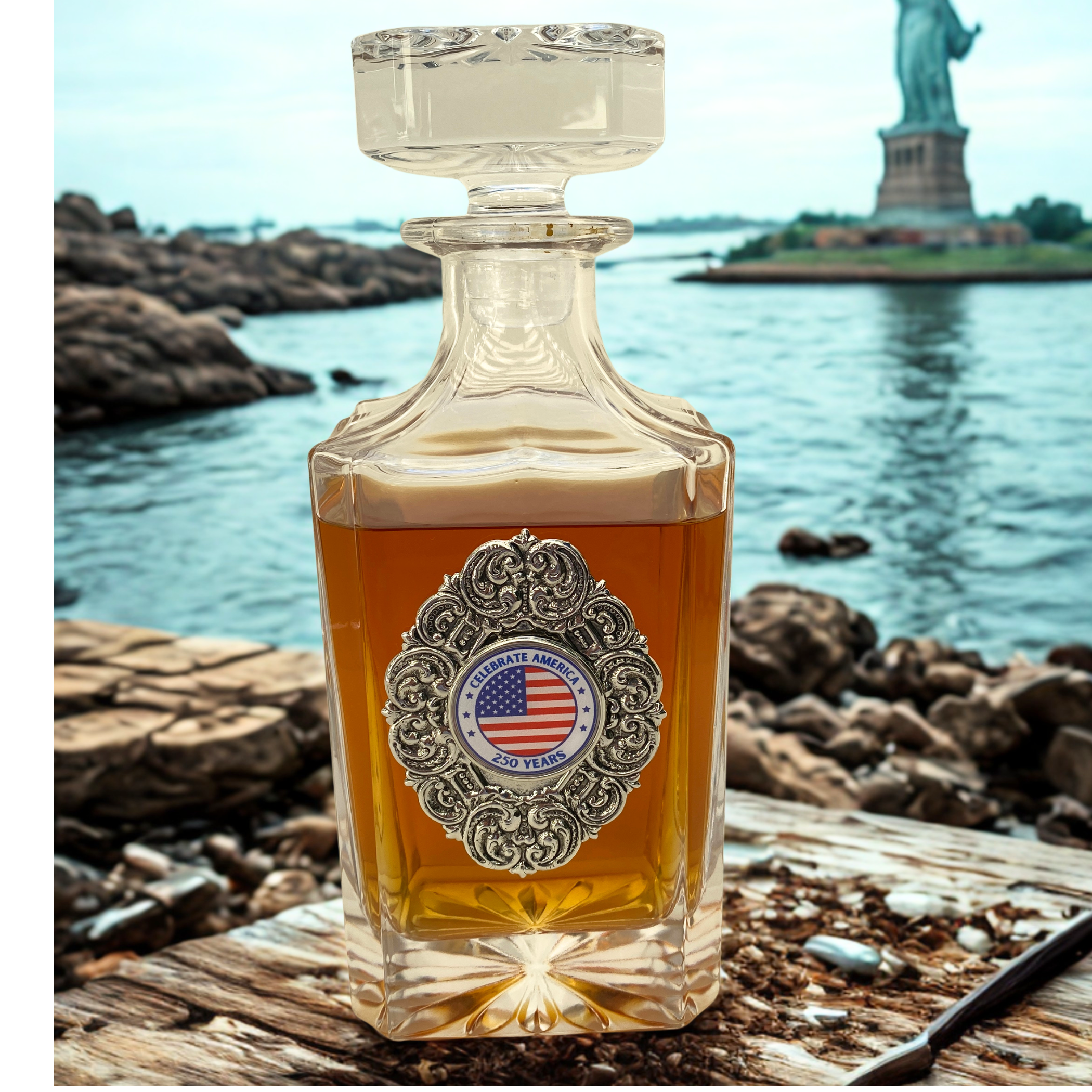 Decanter with Celebrate America 250 Years Medallion | 250th Anniversary of USA