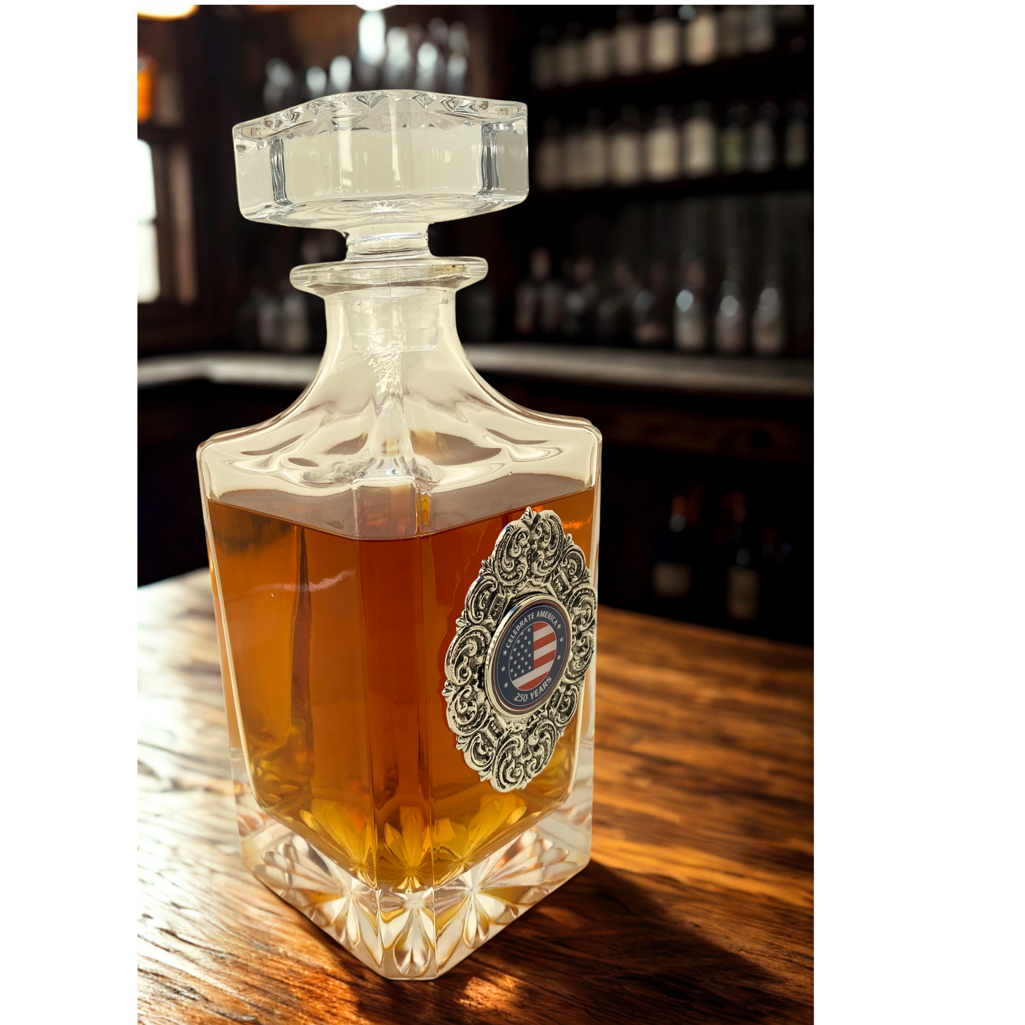 Decanter with Celebrate America 250 Years Medallion | 250th Anniversary of USA