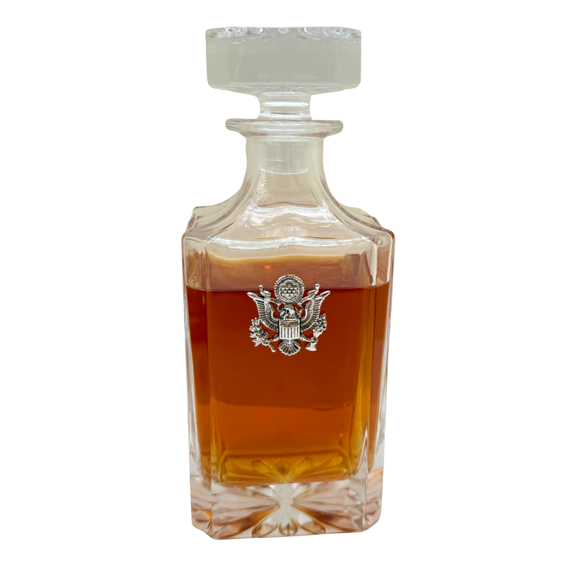 Decanter with Patriotic Silver USA seal and gift for Military