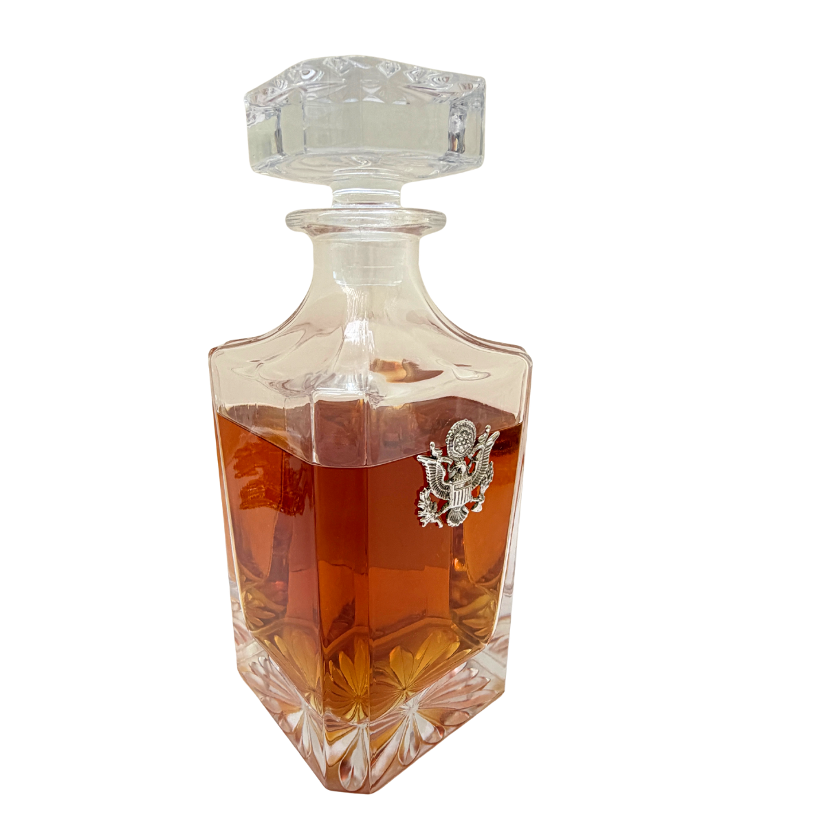 Decanter with Silver USA Seal Gift for Military and Patriot