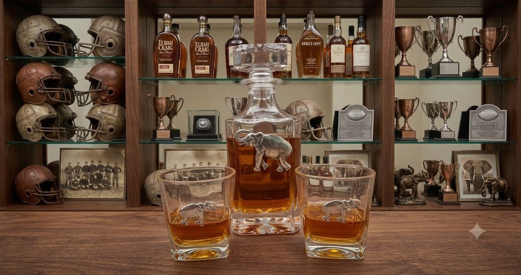 Elephant Decanter Set Includes two Bourbon Glasses | Gift for Whiskey Lover
