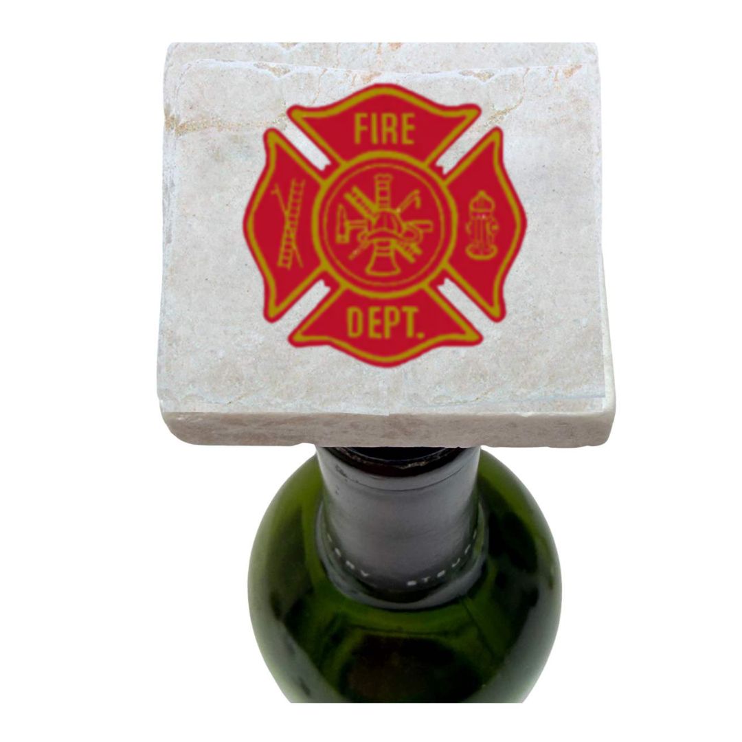 Custom Marble Bottle Stopper with Firefighter logo