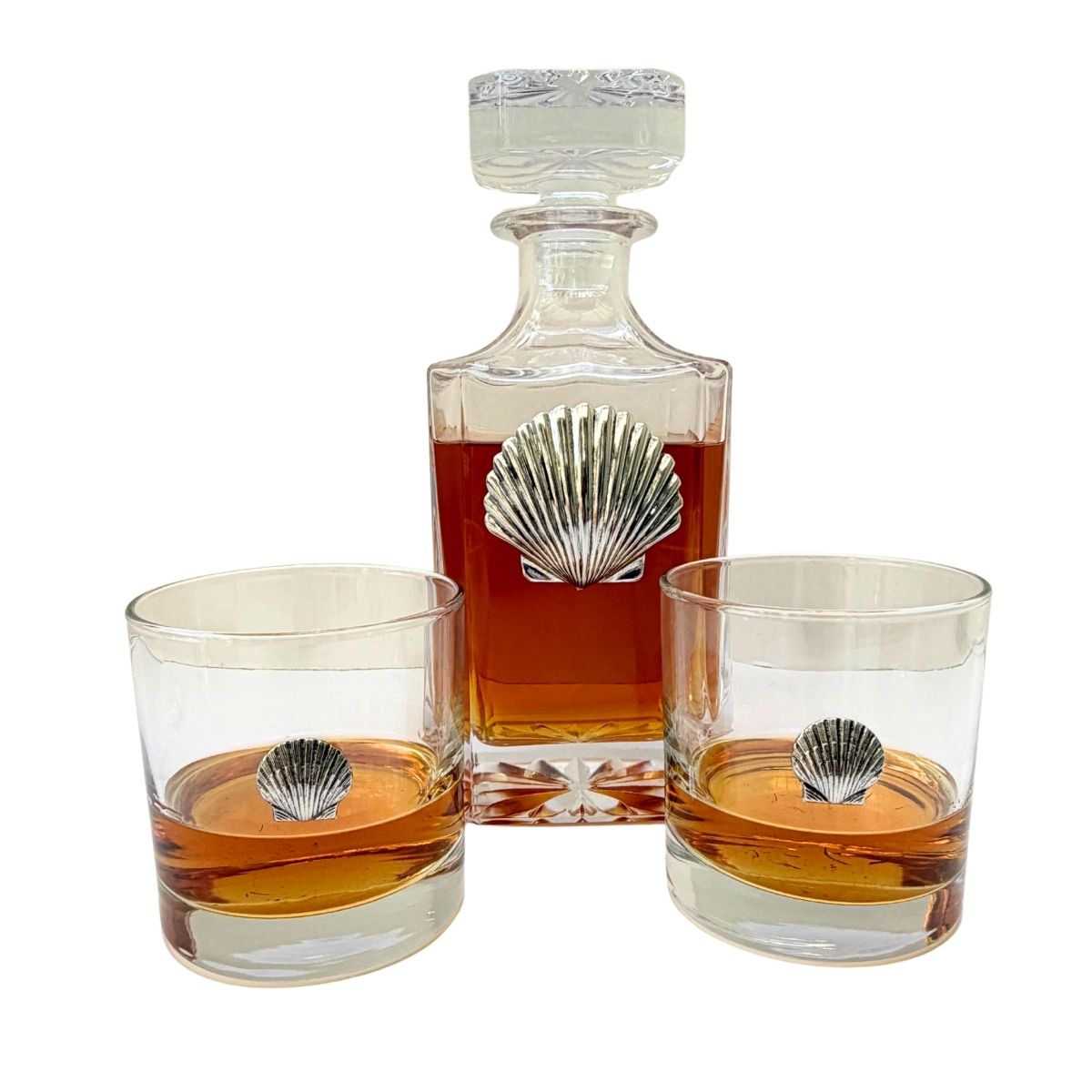 Decanter with Silver Shell | Gift for Beach Fan & Whiskey Lover