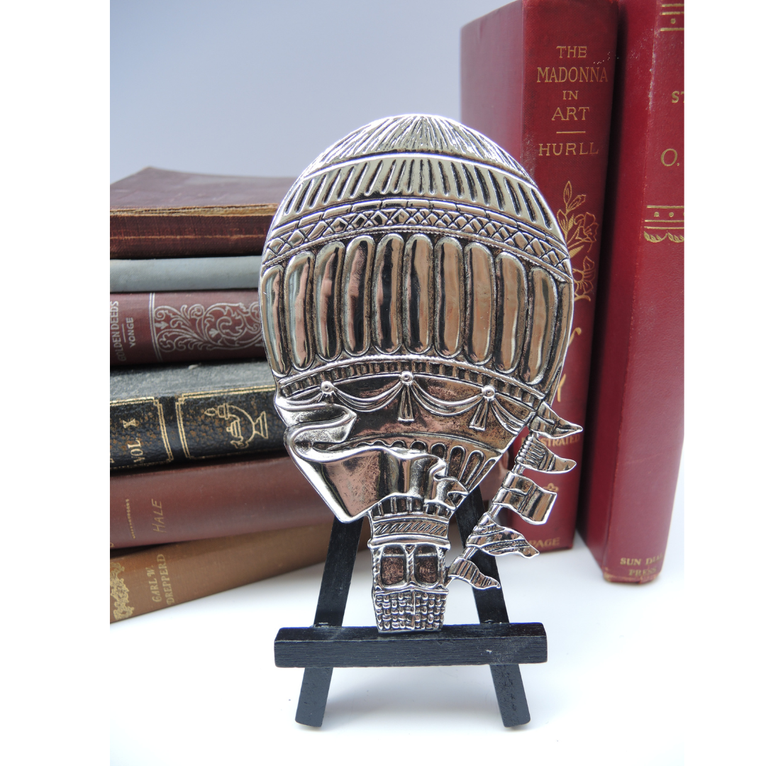 Silver Hot Air Balloon Medallion on Easel