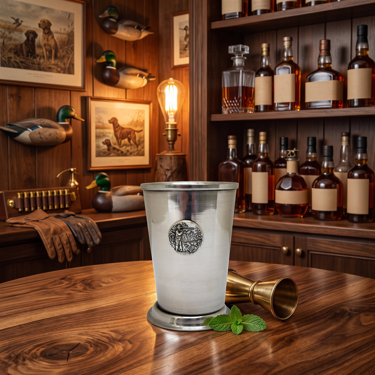 Mint Julep Cup | Silver Medallion featuring Hunter & His Dog