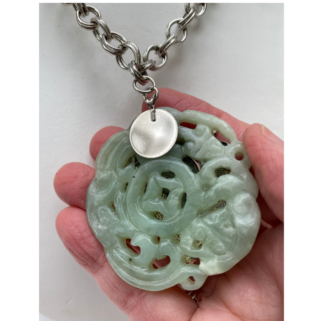 Necklace jade back view