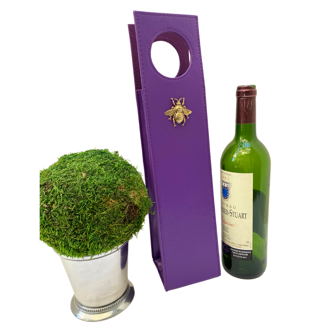 Purple Wine Carrier embellished with gold bee