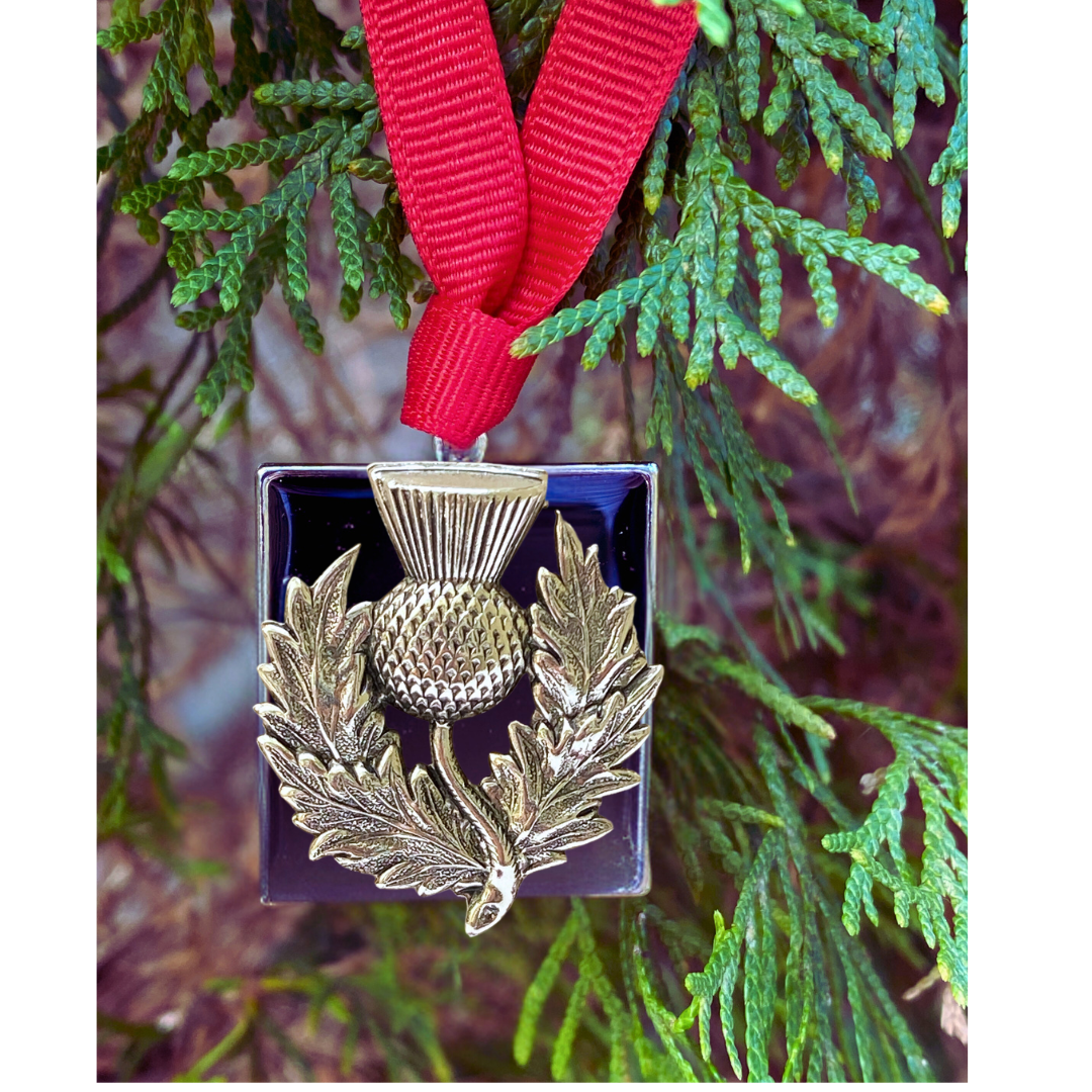 Christmas Ornament with Silver Scottish Thistle