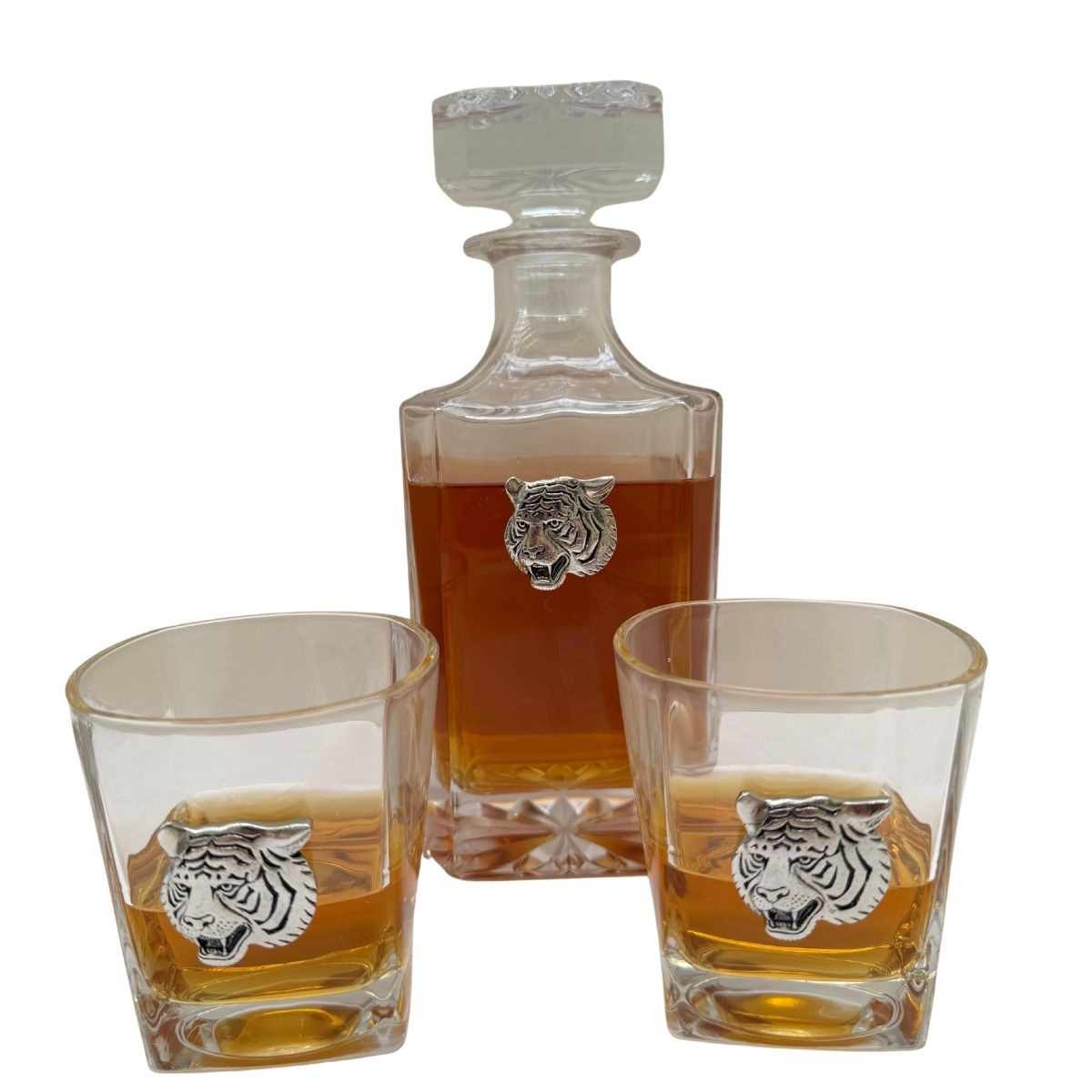 Tiger Decanter Set includes decanter and two bourbon glasses Great gift for Tiger sports fan