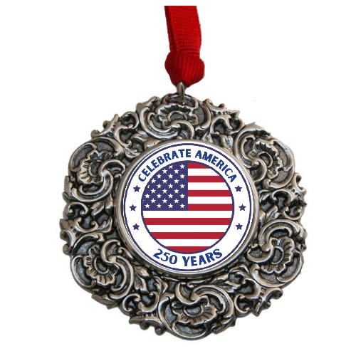 Silver Christmas Ornament to celebrate 250th Anniversary of America