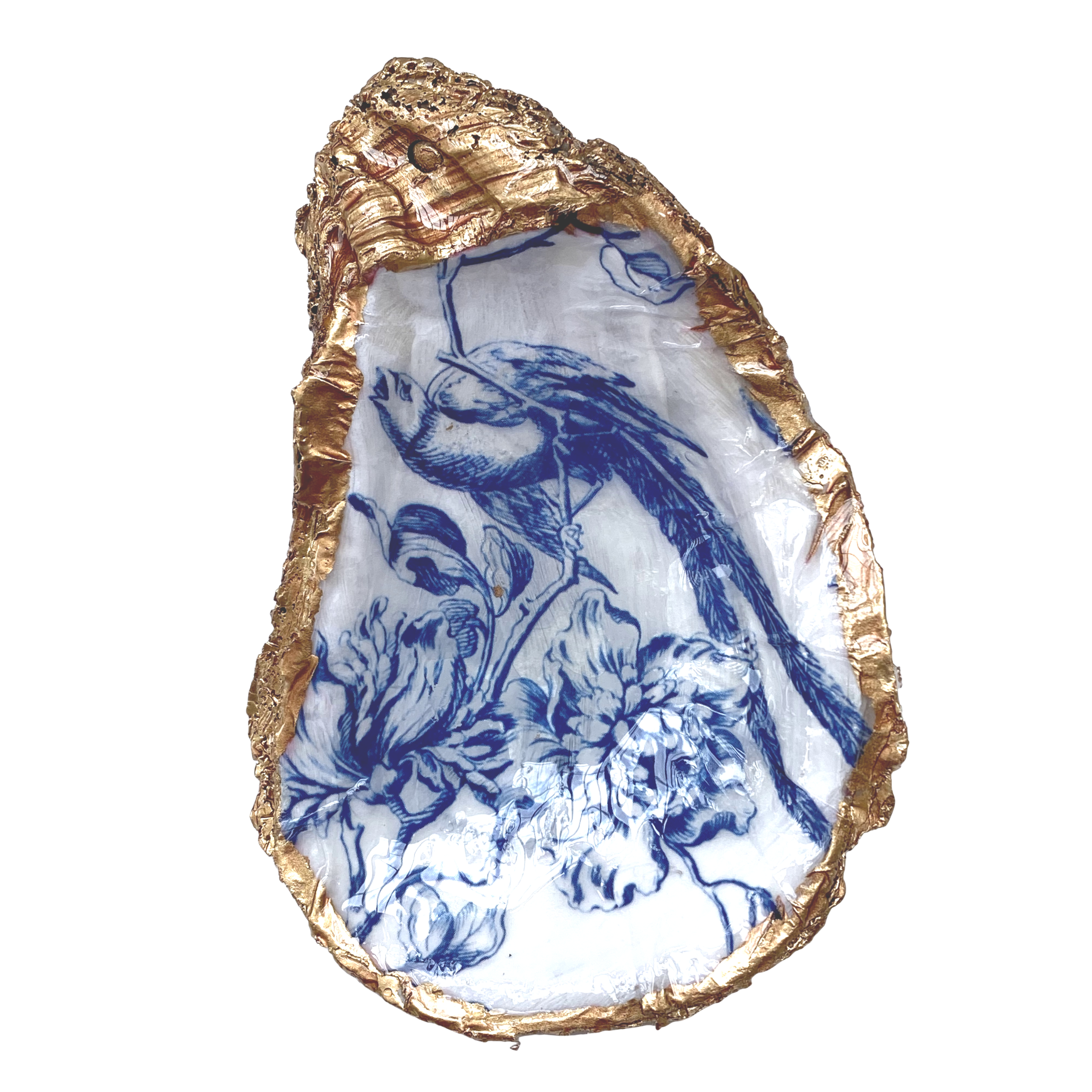 Shell Art,  Blue Chinoiserie Bird Design