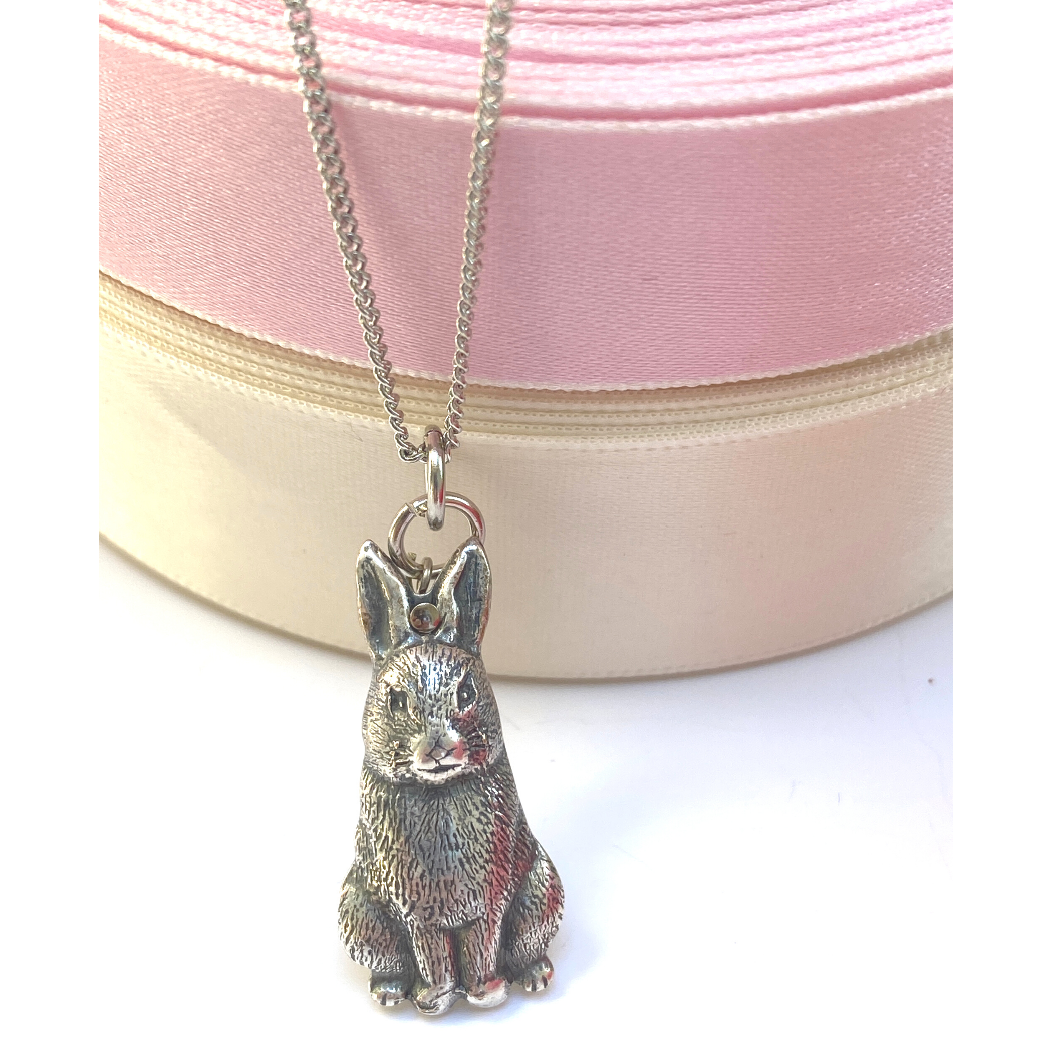 Bunny Gift, Silver Bunny Necklace, Handcrafted