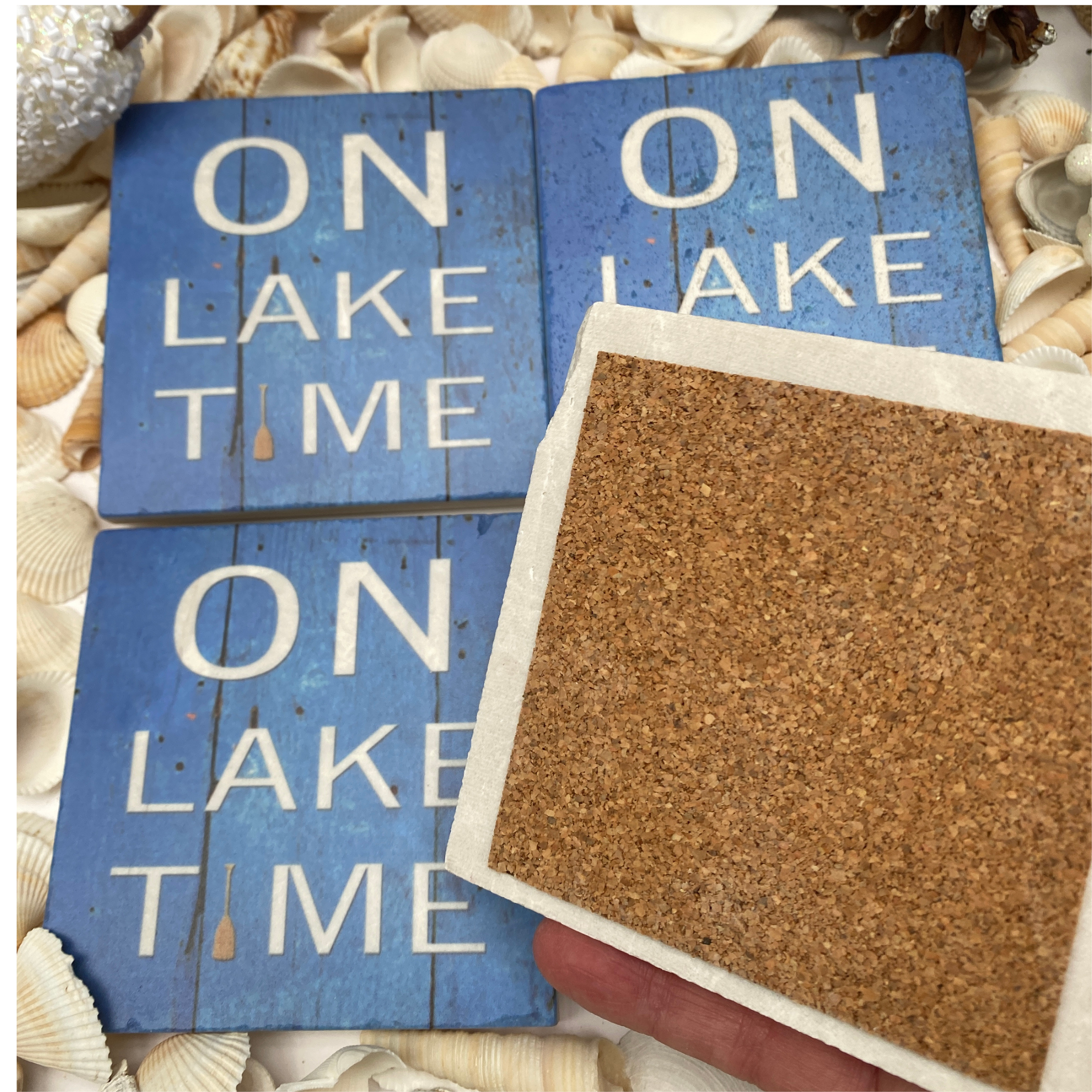 Lake Time Set of 4 Marble Coasters