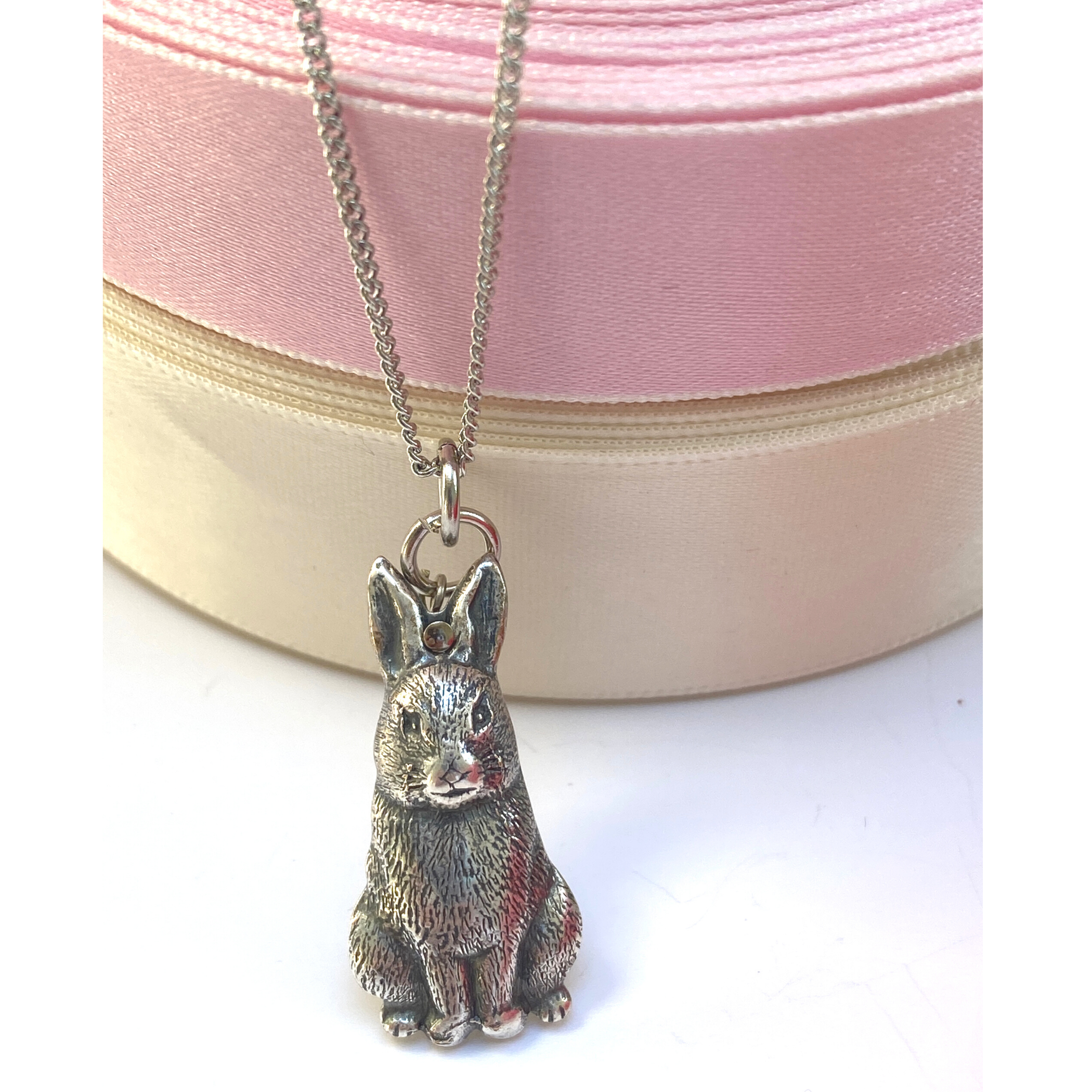 Bunny Gift, Silver Bunny Necklace, Handcrafted