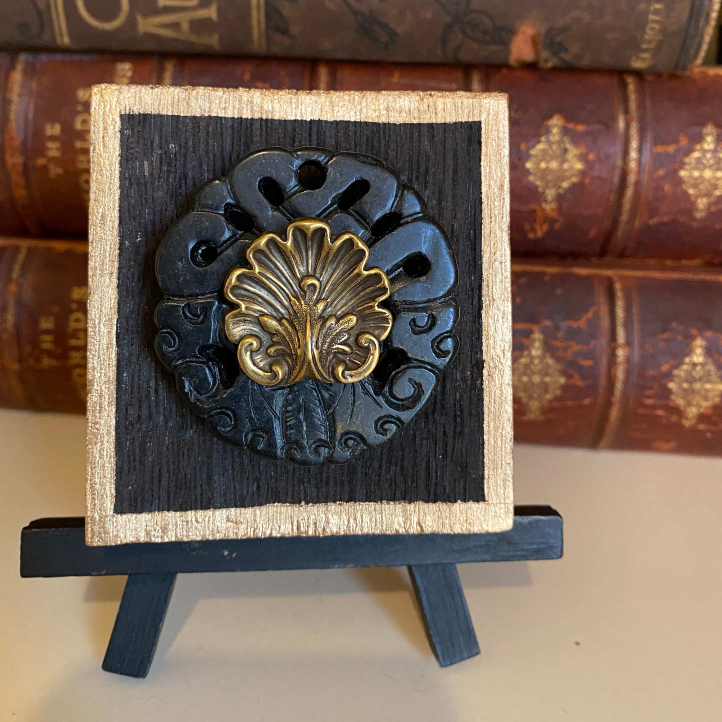 Seashell, Bourbon Barrel Wooden Art, Handcrafted Home Decor