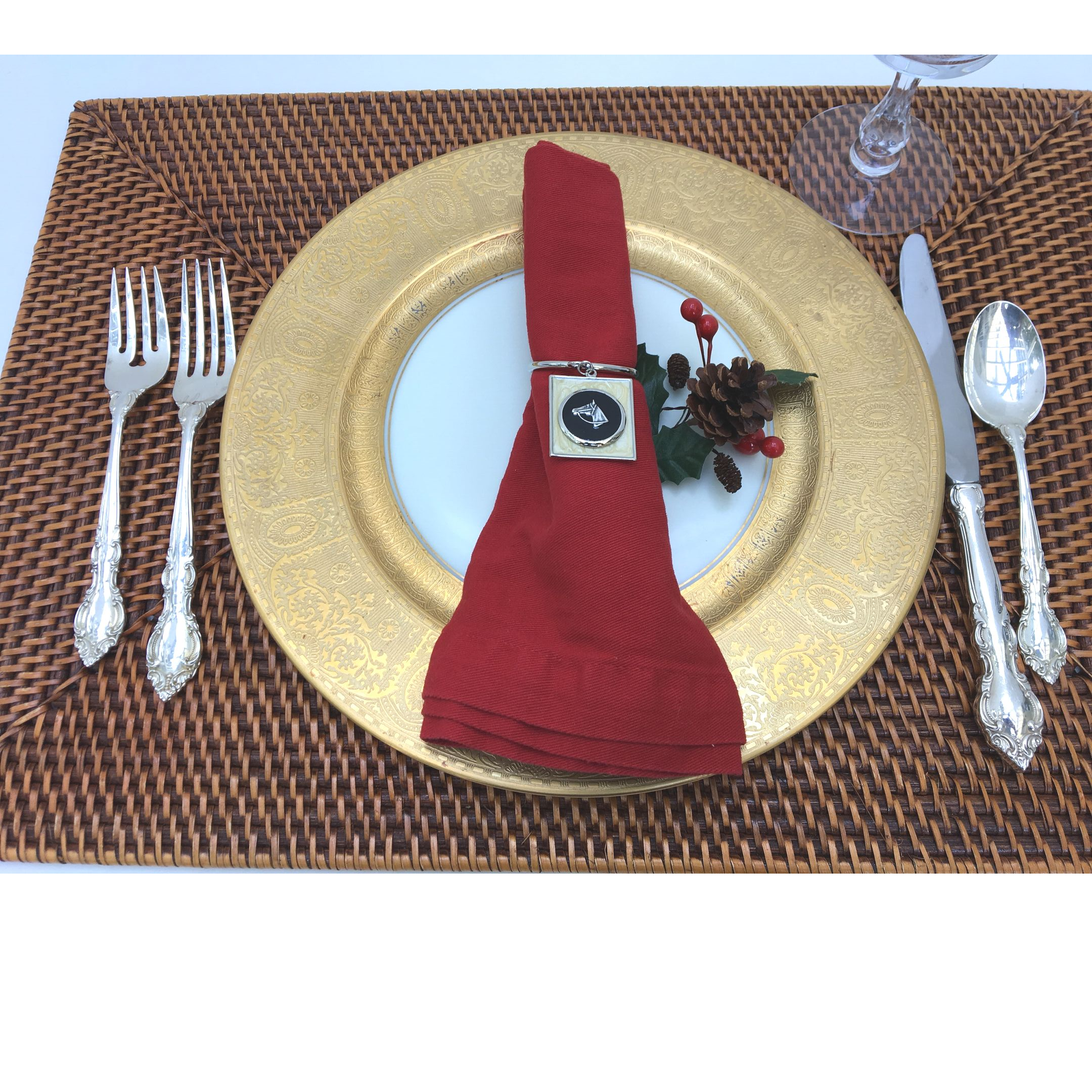 Napkin Ring Equestrian Horse Head Pearl Black Enamel