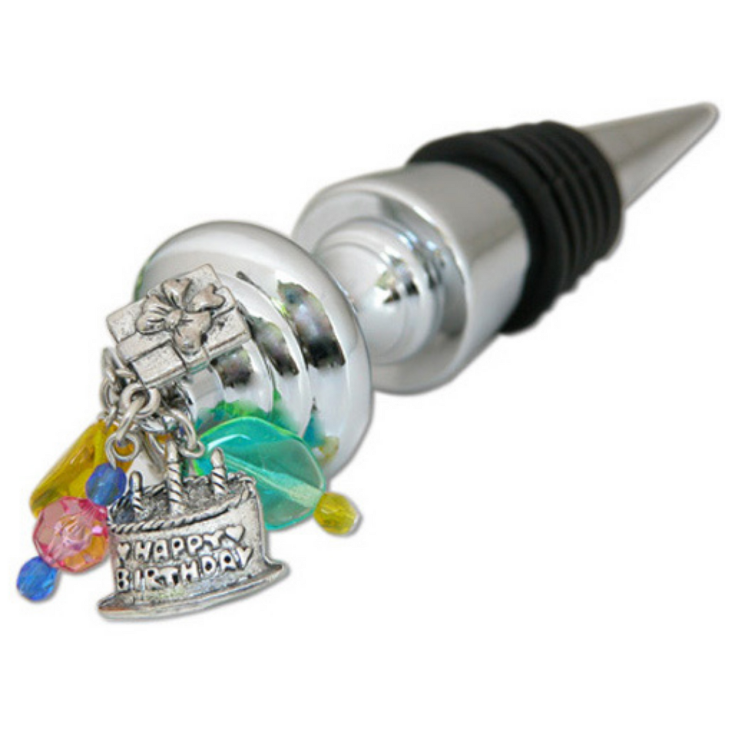 Happy Birthday Bottle Stopper, Colorful Charms & Beads
