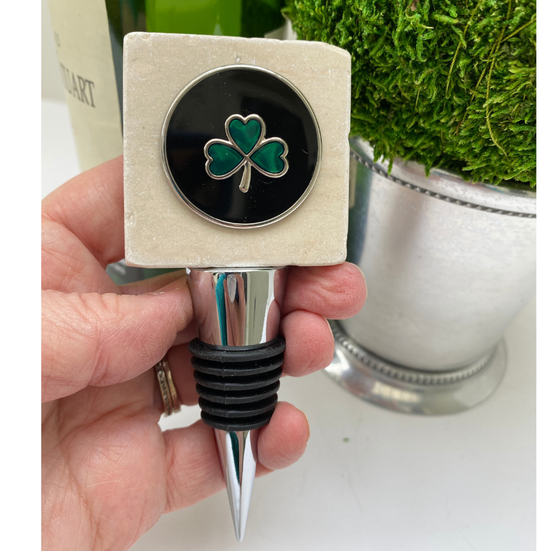 Irish Shamrock  Marble Top Wine Bottle stopper
