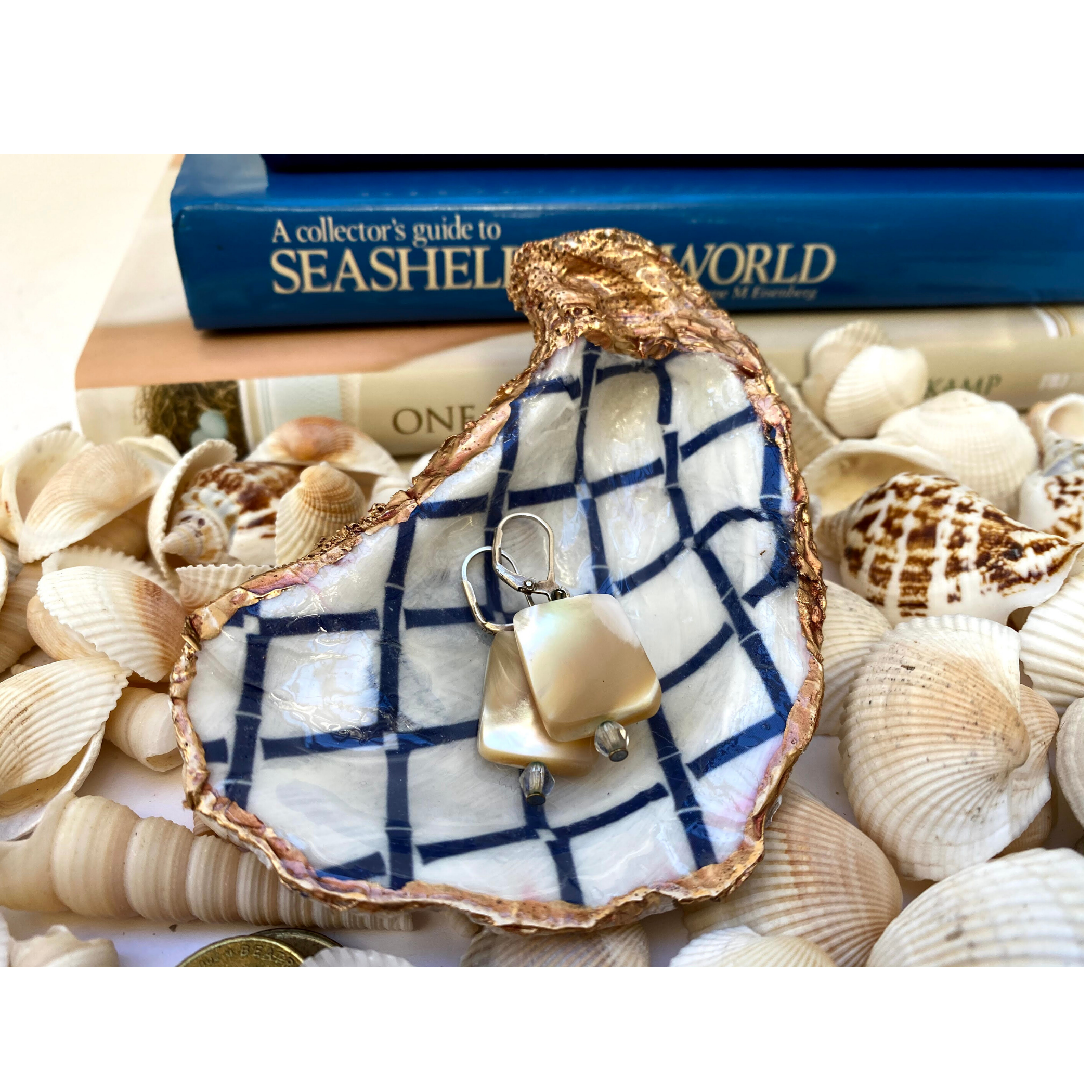 Oyster Shell Art, Blue Trellis | Classic Legacy