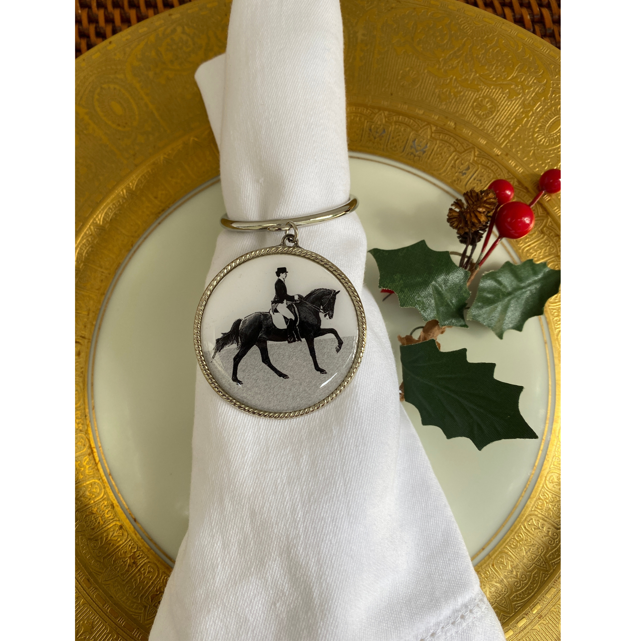 Napkin Rings Dressage, Set of four Napkin Rings, Elegant Equestrian Table