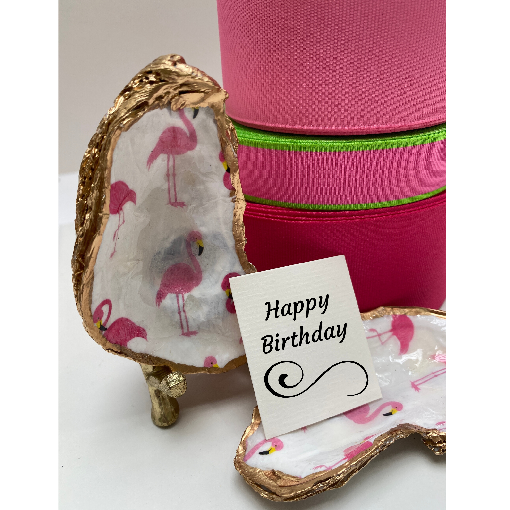 Oyster Shell Art, Pink Flamingo
