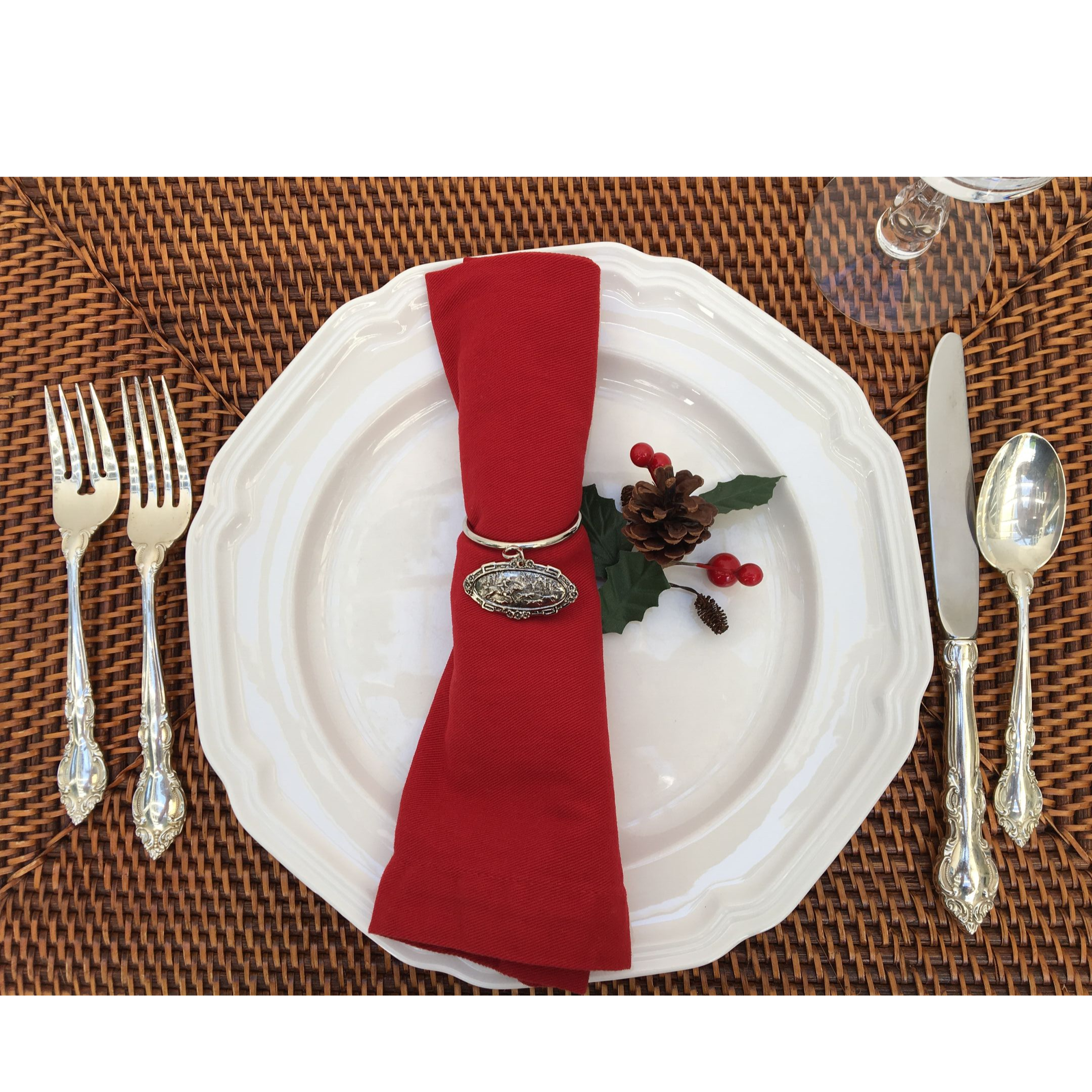 Napkin Rings, Horse Hound Hunt scene medallion, Gift for Horse Lover