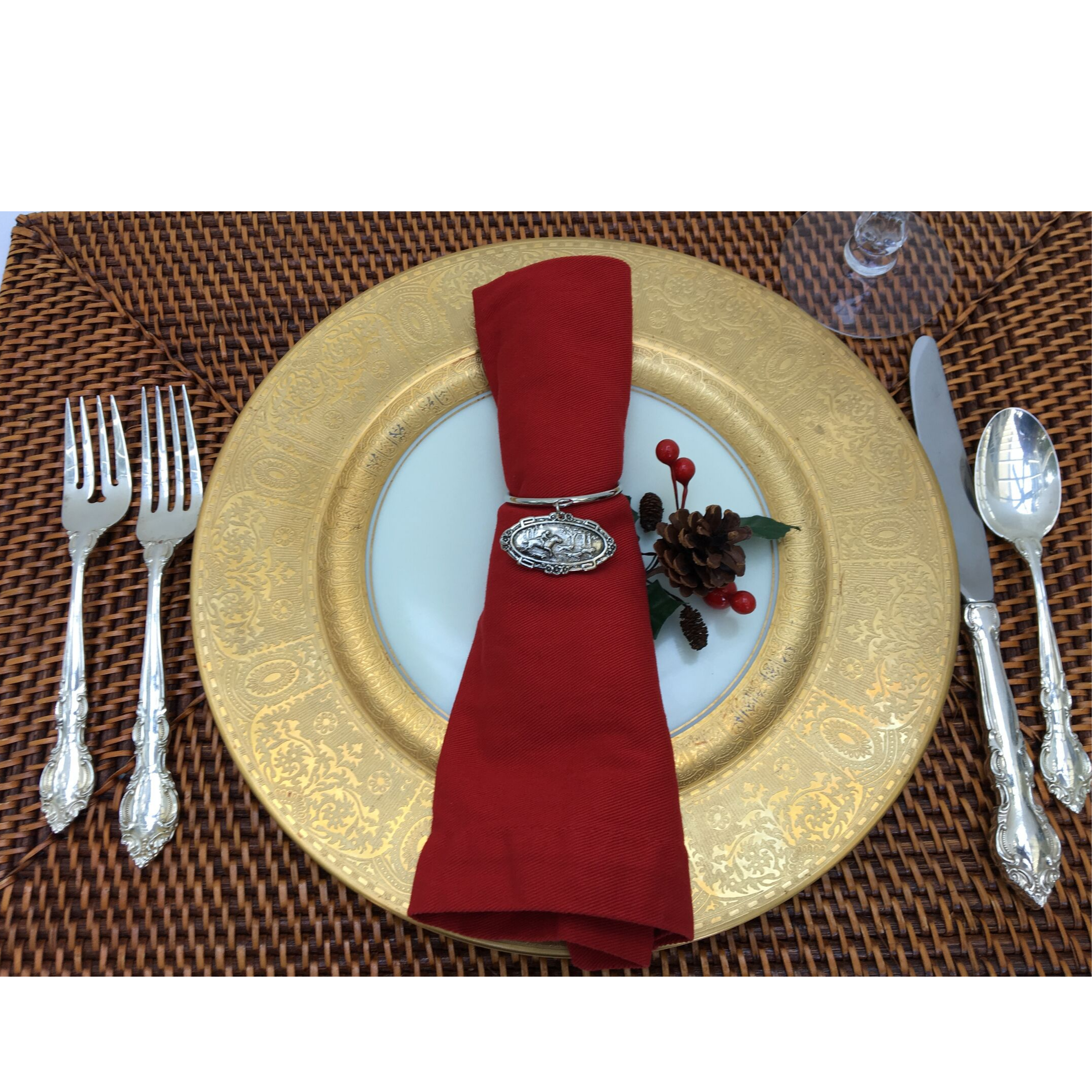 Napkin Rings, Horse Hound Hunt scene medallion, Gift for Horse Lover