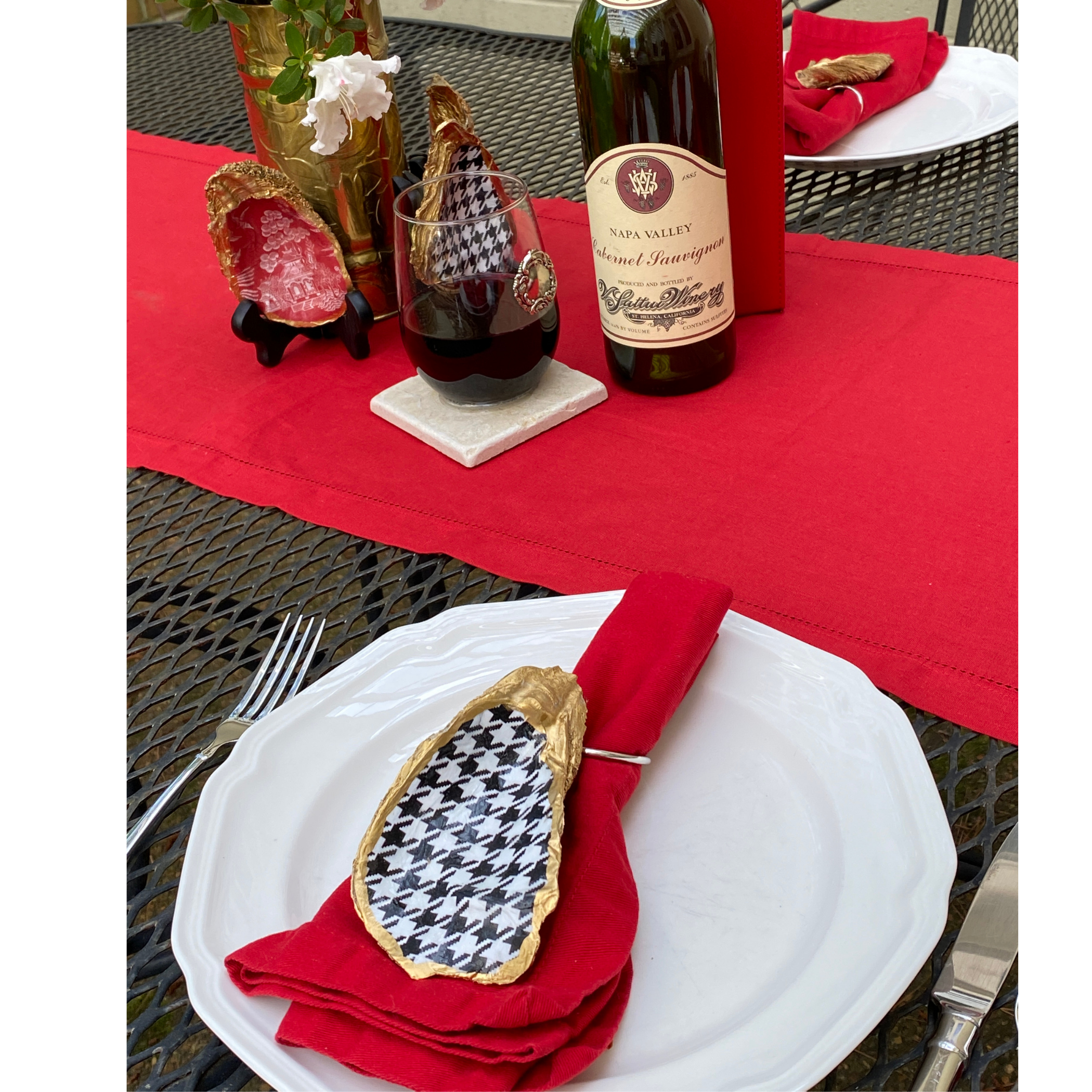 Houndstooth Shell Napkin Ring