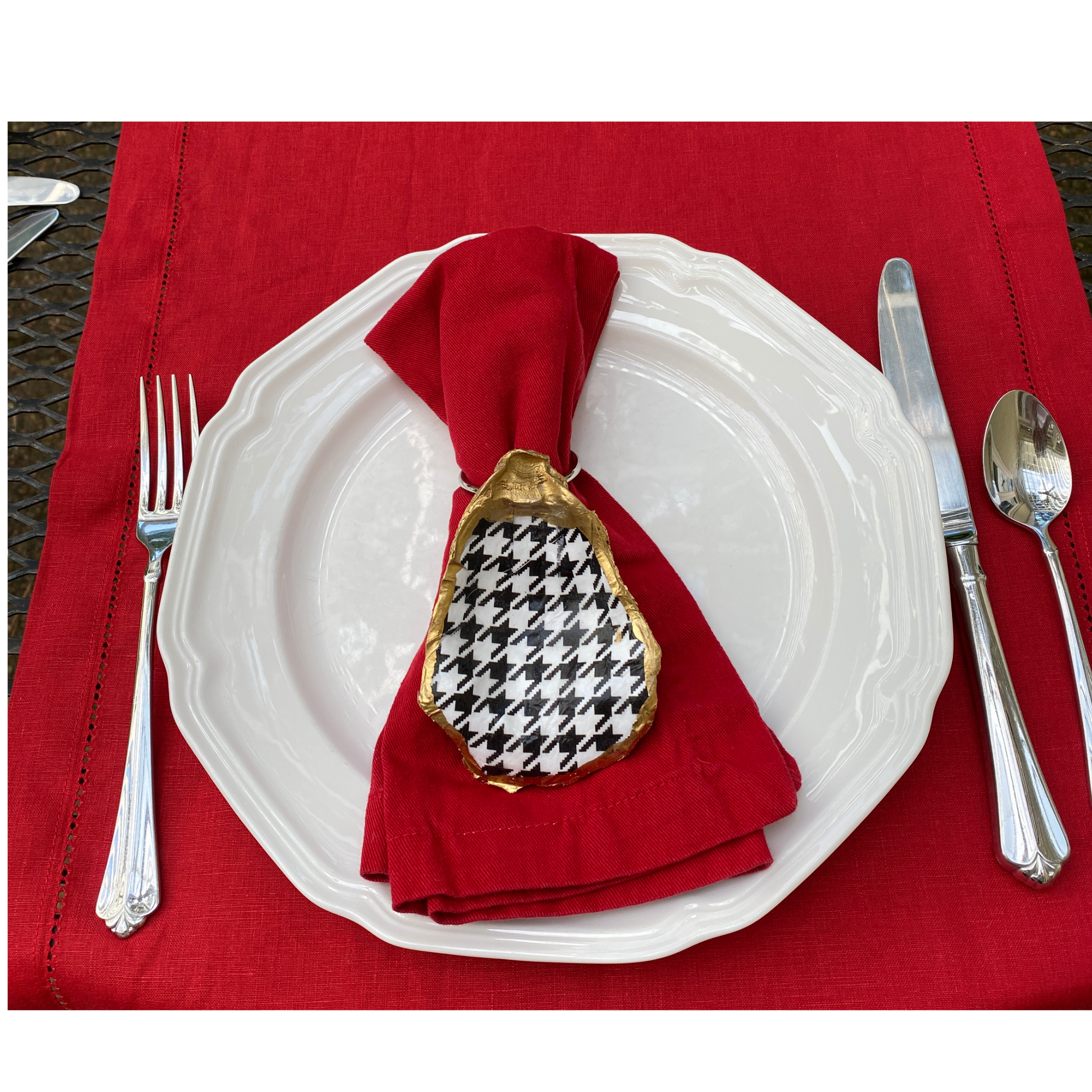 Houndstooth Shell Napkin Ring