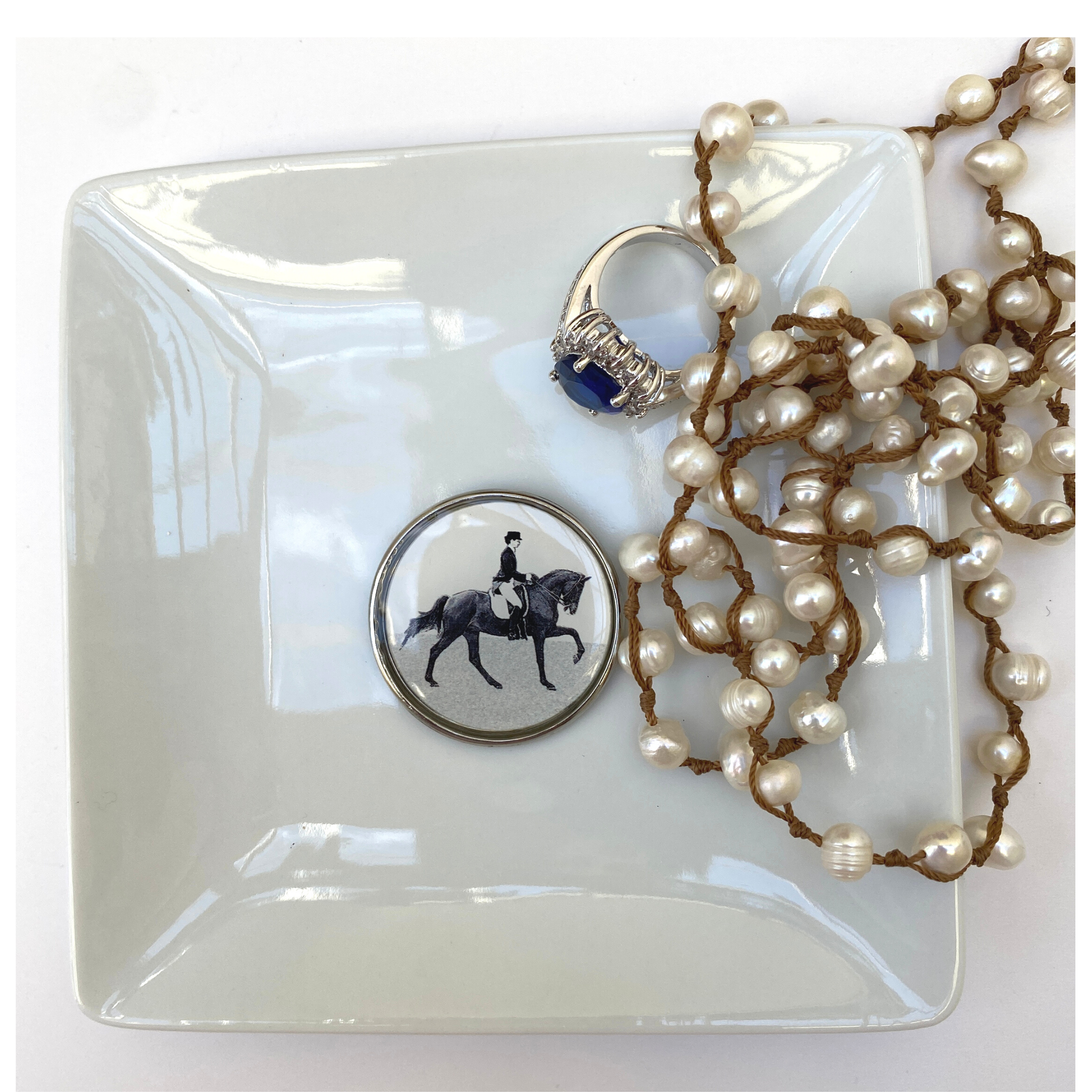 Trinket Tray China Dish Dressage Theme