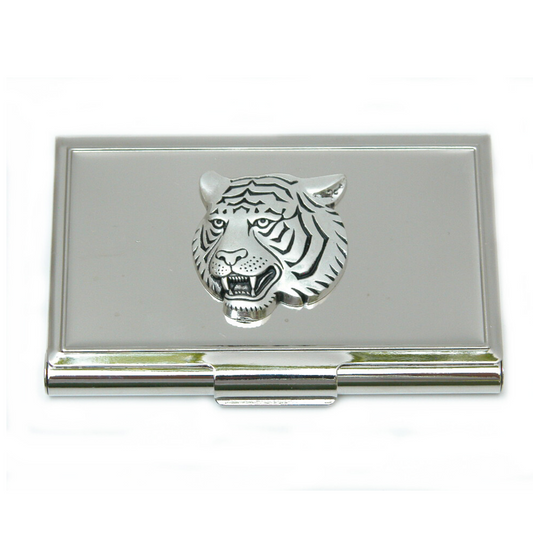 Tiger Business Card Holder | Silver Tiger Head | Gift for Tiger Football Fan