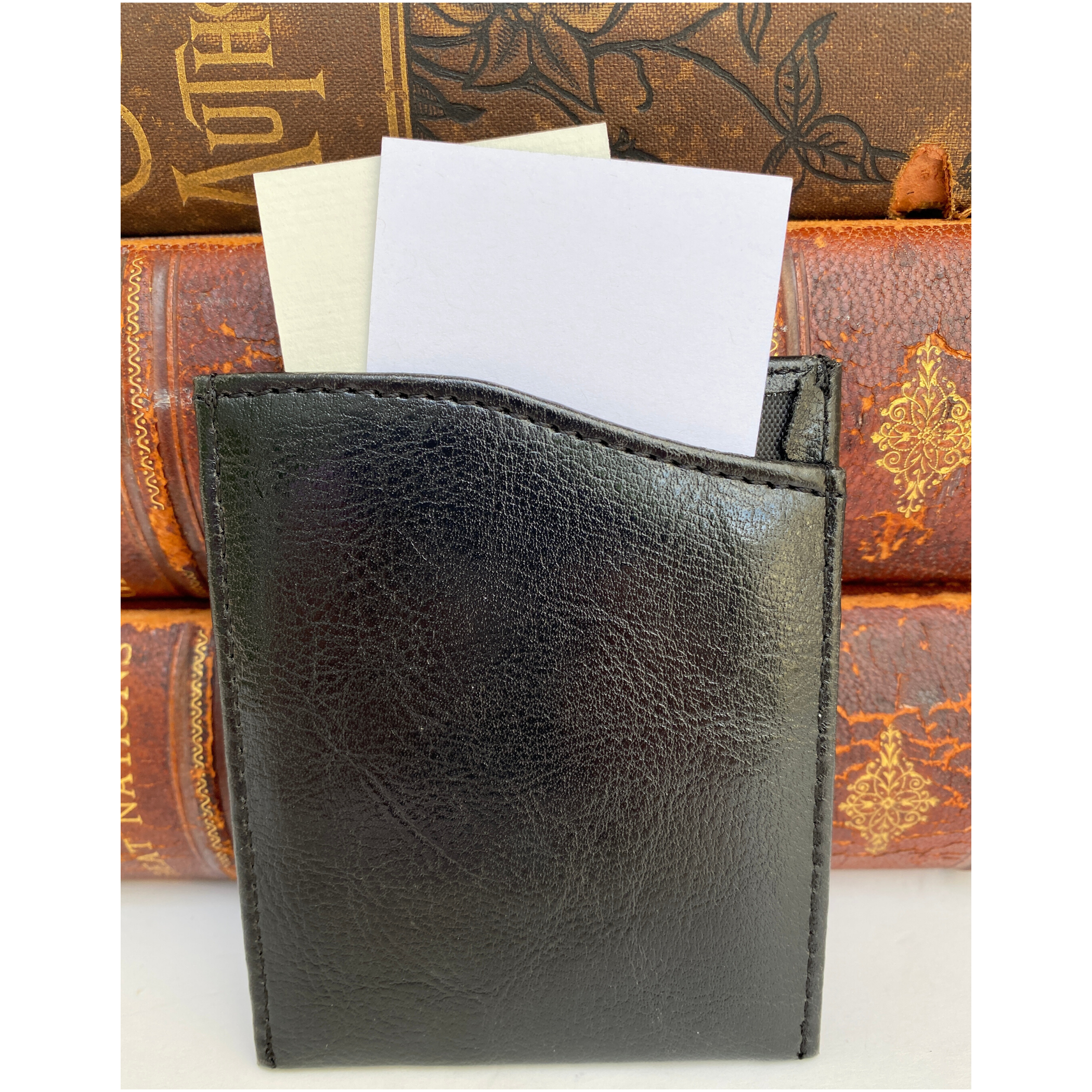 Money Clip, Deer, Black Faux Leather, Gift for Him