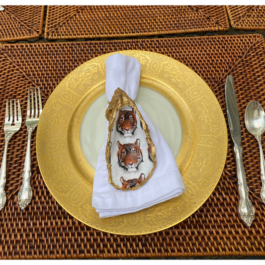 Tiger Head Napkin Ring,  Shell Dish, Sold Individually | Gift for Tiger Fan