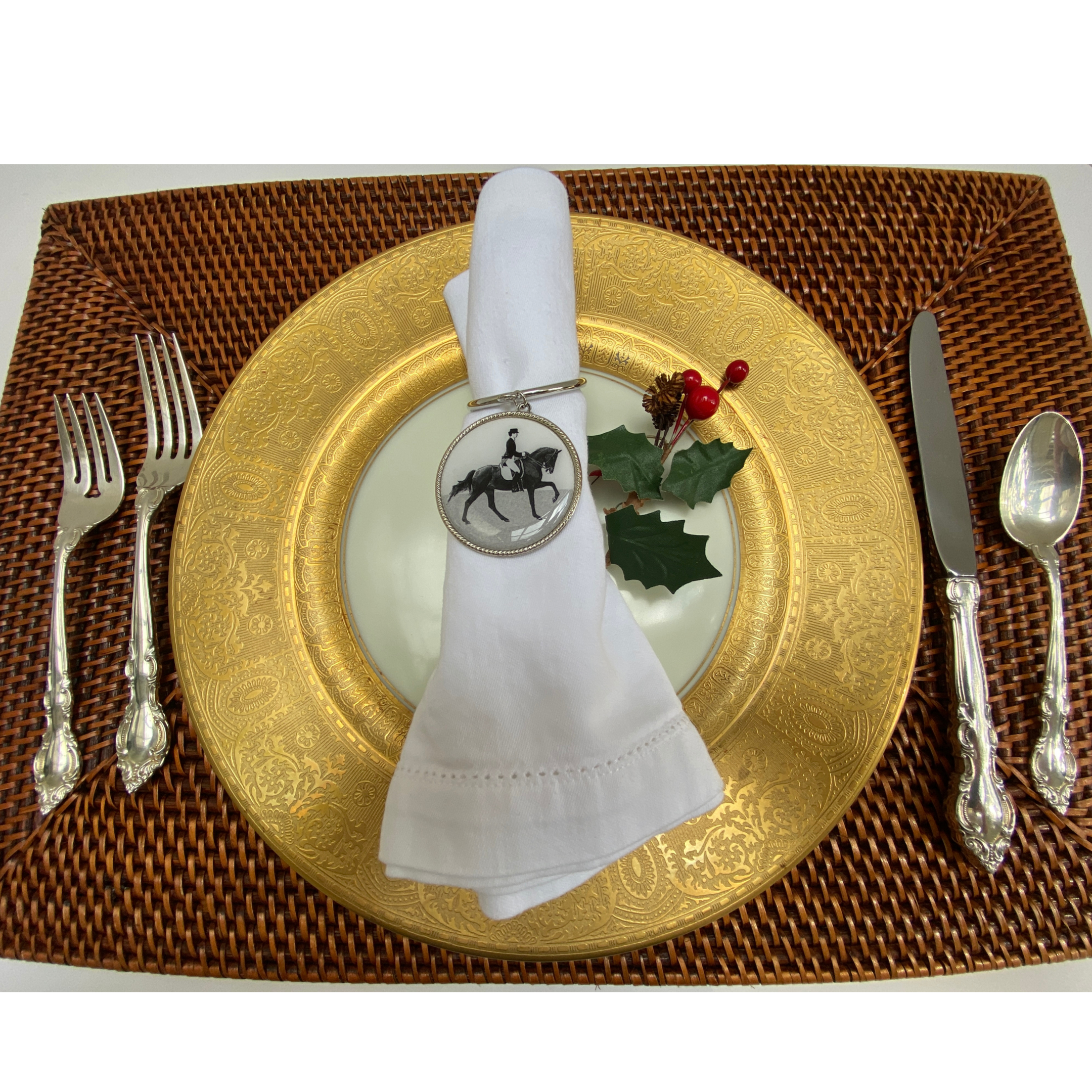 Napkin Rings Dressage, Set of four Napkin Rings, Elegant Equestrian Table